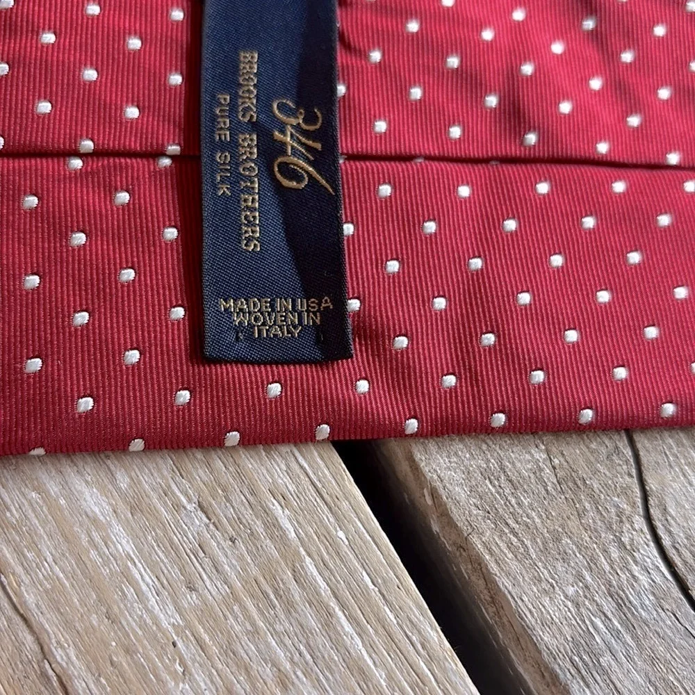 Brooks Brothers Polka Dot Silk Tie. Power | Handmade | Red White | EUC - Picture 8 of 11